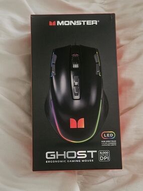 Monster Ghost Ergonomic Gaming Mouse - Black with RGB LED